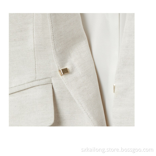 Blazer Linen Putih Wanita